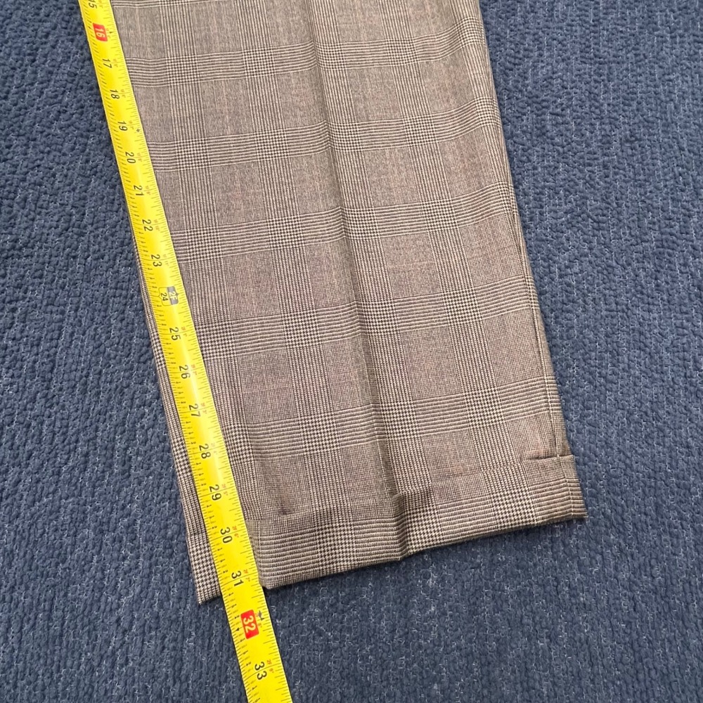 Lauren Ralph Lauren Mens 42x32 Wool Glen Plaid Pleated Cuffed Dress Pants Tan - Picture 6 of 7